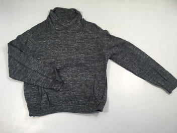 Sweat col montant gris foncé chiné