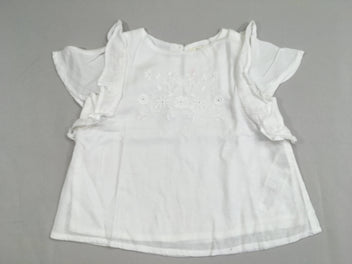 Blouse m.c blanche broderies froufrous