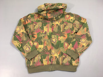 Sweat à capuche zippé imprimé jungle kaki ochre