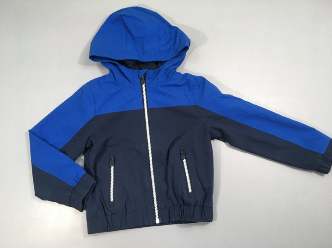 Veste bleu foncé/bleu à capuche doublé polar, moins cher chez Petit Kiwi