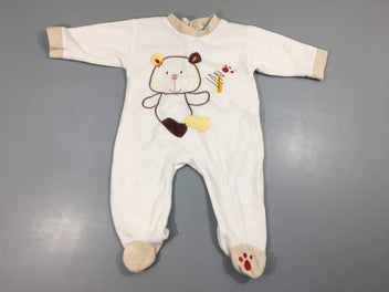 Pyjama velours blanc cassé ourson