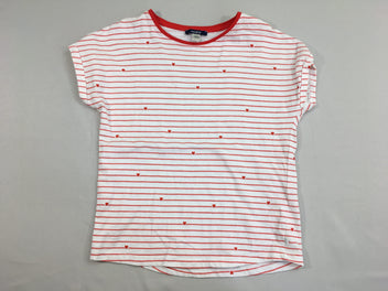 T-shirt m.c blanc rayé rouge coeurs