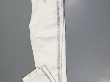 Pantalon blanc bandes latérales strass