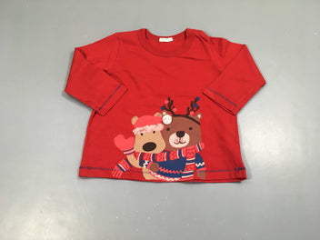 T-shirt m.l rouge animaux Noël