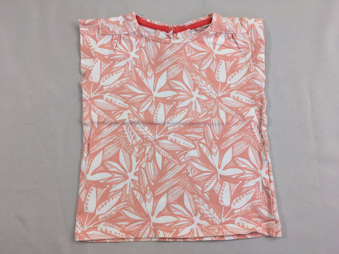 T-shirt m.c rose feuilles, moins cher chez Petit Kiwi