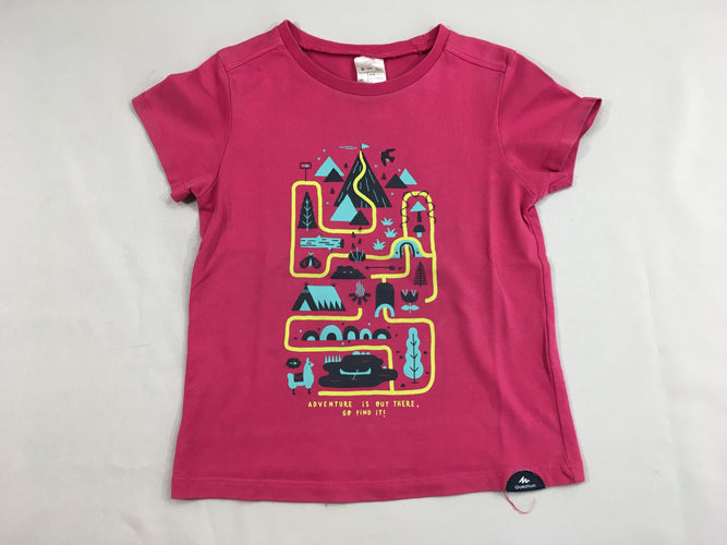 T-shirt m.c rose vif labyrinthe, moins cher chez Petit Kiwi