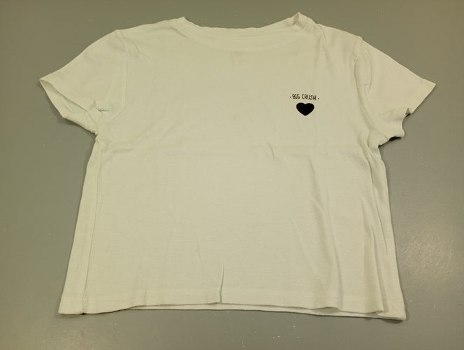 T-shirt m.c  crop-top blanc "Big crush", légère tache, moins cher chez Petit Kiwi