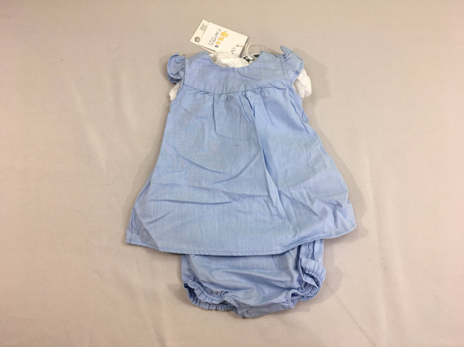 NEUF Robe m.c bleue + culotte, moins cher chez Petit Kiwi