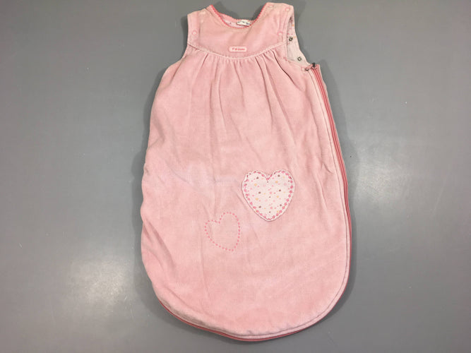 Sac de couchage s.m velours rose p'tit bisou coeurs, moins cher chez Petit Kiwi