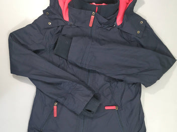 Veste zippée bleu foncé à capuche amovible doublé polar Lola&liza