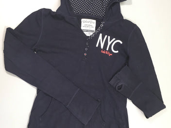 T-shirt m.l bleu foncé à capuche boutons NYC