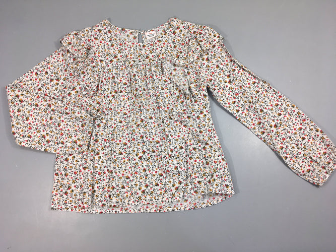 Blouse m.l blanche fleurie froufrous, moins cher chez Petit Kiwi