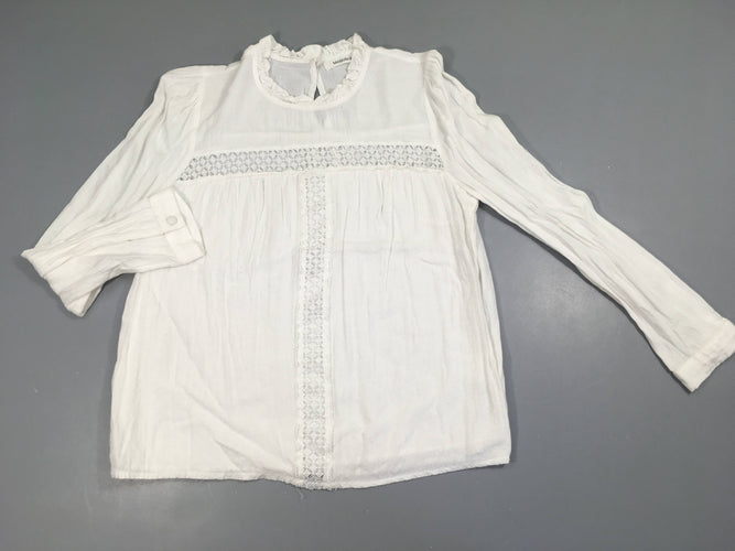 Blouse m.l blanche broderies col froufrous, moins cher chez Petit Kiwi