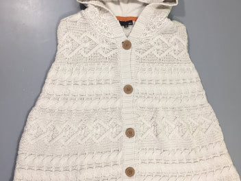 Gilet poncho maille beige à capuche