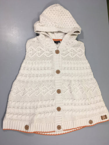 Gilet poncho maille beige à capuche, moins cher chez Petit Kiwi