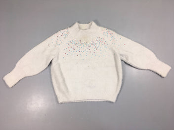 Pull duveteux gris clair sequins col montant