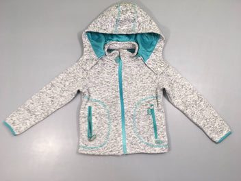 Polar zippé gris chiné à capuche amovible
