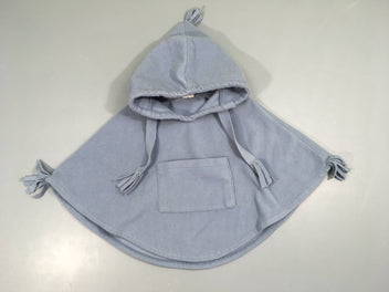 Poncho polar bleu à capuche