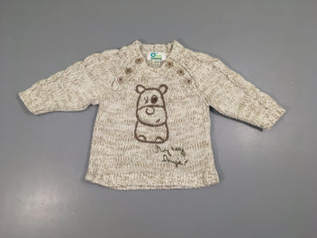Pull mailles beige ours boutons