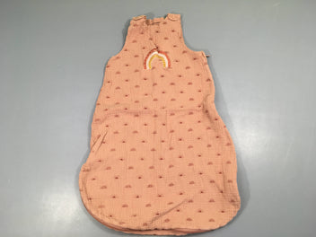 Sac de couchage s.m rose gaze de coton arc-en-ciel, légèrement bouloché, 0-6m