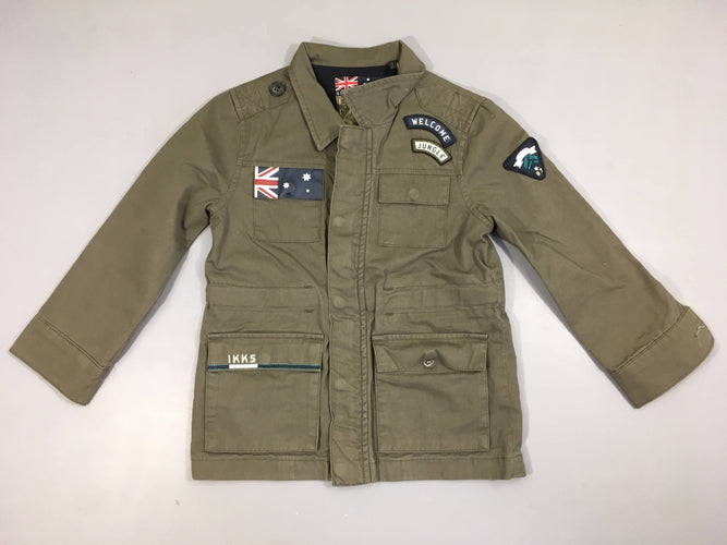 Veste kaki 100%coton doublée trellis WelcomeJungle, moins cher chez Petit Kiwi