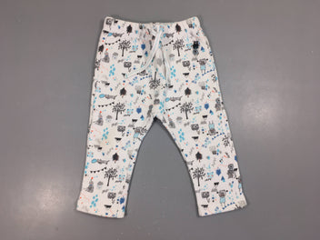 Pantalon molleton blanc motifs bleus noirs animaux Petites taches avant