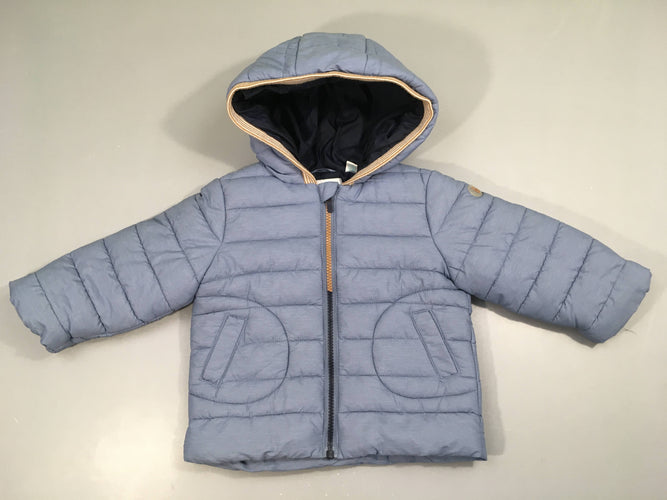 Doudou light zippée bleu flammée à capuche, moins cher chez Petit Kiwi
