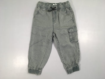Pantalon taille et chevilles élastiques kaki, tache de gras à l'avant gauche