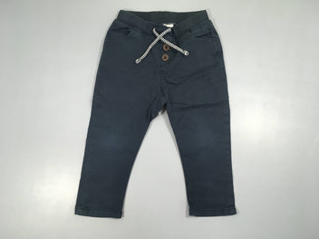 Pantalon taille et chevilles élastiques bleu foncé boutons