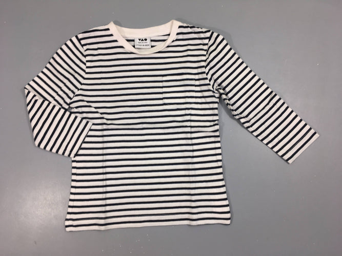 T-shirt m.l blanc rayé bleu foncé poche, moins cher chez Petit Kiwi