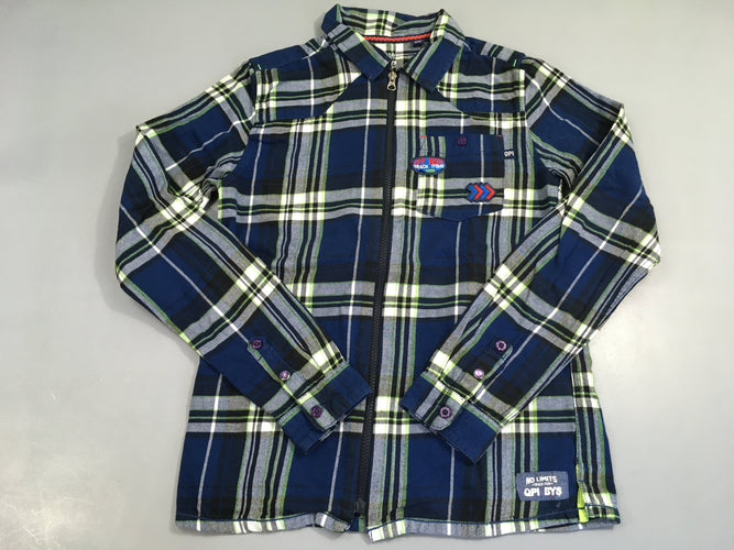 Chemise m.l zippé flanelle bleu à carreaux blanc/vert, Quapi, moins cher chez Petit Kiwi