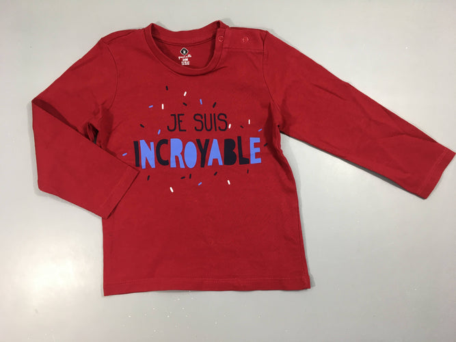 T-shirt m.l rouge je suis incroyable, moins cher chez Petit Kiwi