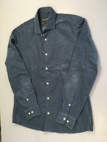 Chemise m.l velours côtelé bleu Shaped Fit, moins cher chez Petit Kiwi