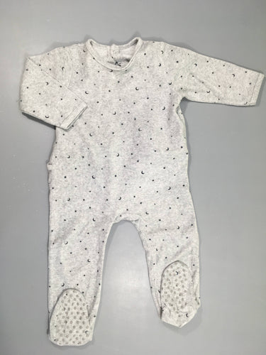 Pyjama velours gris clair chiné lunes/étoiles, moins cher chez Petit Kiwi