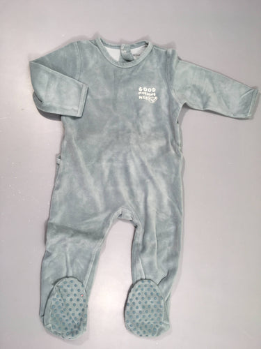 Pyjama velours bleu/gris good morning, moins cher chez Petit Kiwi