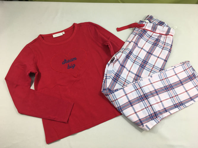 Pyjama 2pc jersey rouge dream big + pantalon flanelle carreaux, moins cher chez Petit Kiwi