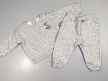 Sweat gris chiné renard + Pantalon training