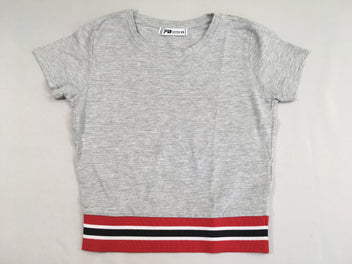 T-shirt m.c court gris chiné bande élastique rouge/noir, XS