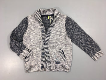 Gilet bleu/blanc chiné col châle