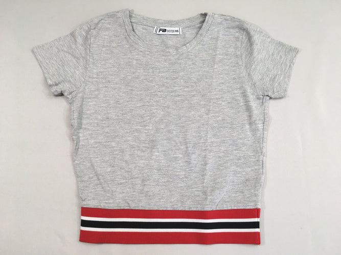 T-shirt m.c court gris chiné bande élastique rouge/noir, XS, moins cher chez Petit Kiwi