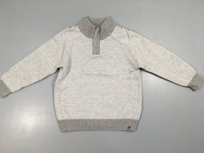 Pull col camionneur gris/blanc chiné, moins cher chez Petit Kiwi