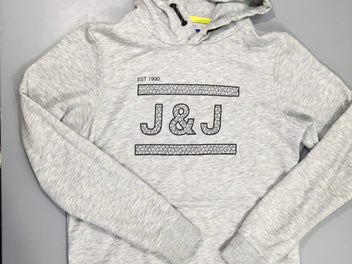 Sweat à capuche léger gris chiné J&J