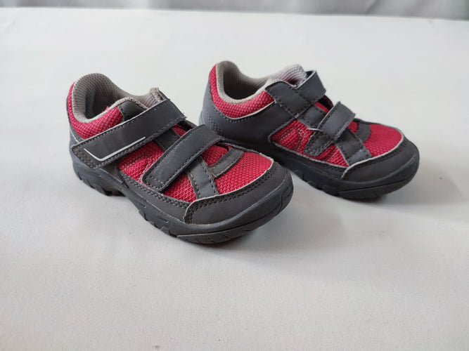 Chaussures de randonnée grise/rose à scratchs, 26, moins cher chez Petit Kiwi