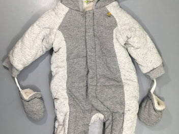 Combinaison pilote gris chiné doublé peluche
