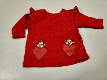 Robe m.l rouge, Minnie avec bonnet de noël, intérieur chaud 70% coton 30% polyester