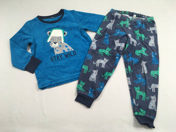 Pyjama 2pcs velours bleu Wild