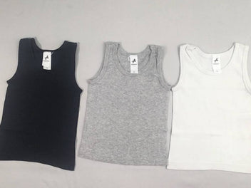 Lot de 3 chemisettes s.m 1bleu marine, 1 blanche, 1 gris flammé