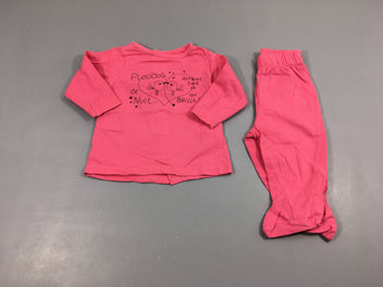 Pyjama 2pcs avec pieds jersey rose oiseaux coeurs