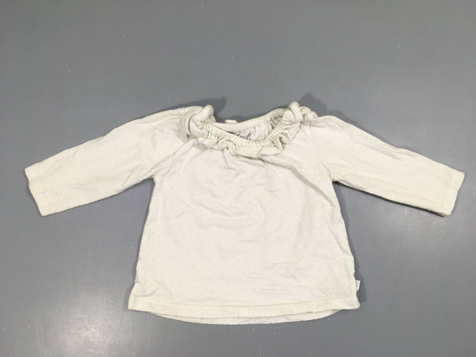 T-shirt m.l blanc texturé froufrou col, moins cher chez Petit Kiwi