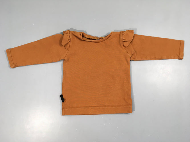 Sweat brun froufrou épaules, moins cher chez Petit Kiwi